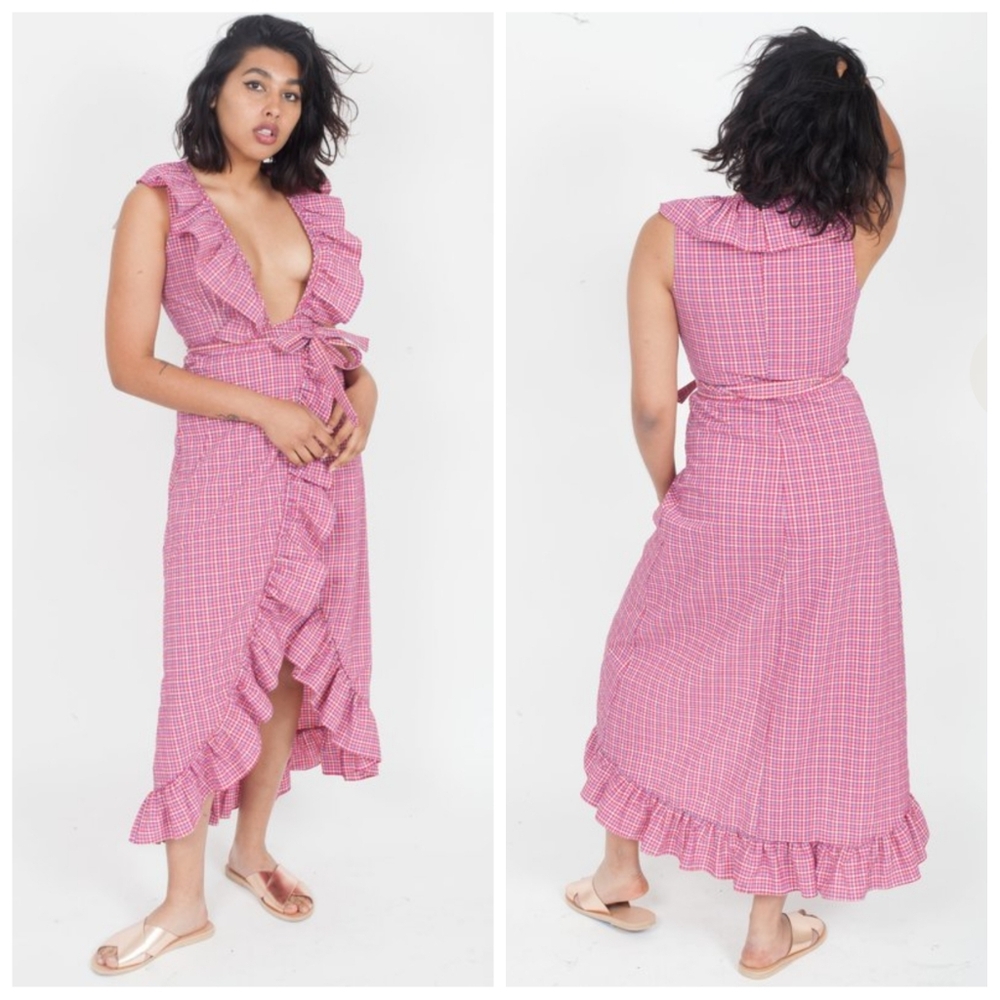 MISA Los Angeles Stella dress in gingham Plaid Medium - Picture 4 of 15